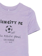 T-shirt per bambino Mini Rodini viola con stampa "Alien City FC" sul davanti 26220117 PURPLE MINI RODINI KIDS 
