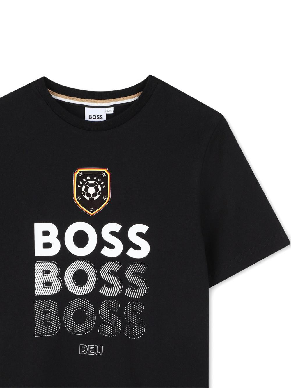 T-shirt per bambino Boss Kids nera con stampa grafica J53253 09B BOSS KIDS 