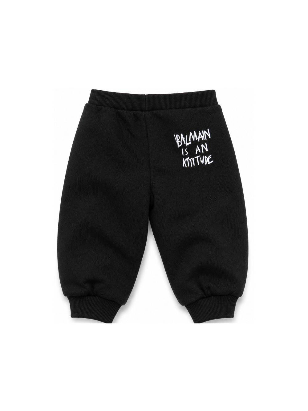 Pantaloni sportivi per neonato Balmain Kids neri con stampa sul retro BZ6330 Z3183 930BC BALMAIN KIDS 