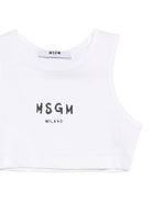 Top corto per bambina MSGM Kids bianca con stampa logo S6MSJGTO011 001 MSGM KIDS 