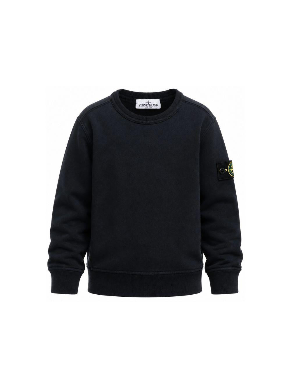 Felpa per bambino Stone Island Kids nera con applicazione sulla manica L2S166100001S0A20 V0029 STONE ISLAND KIDS 