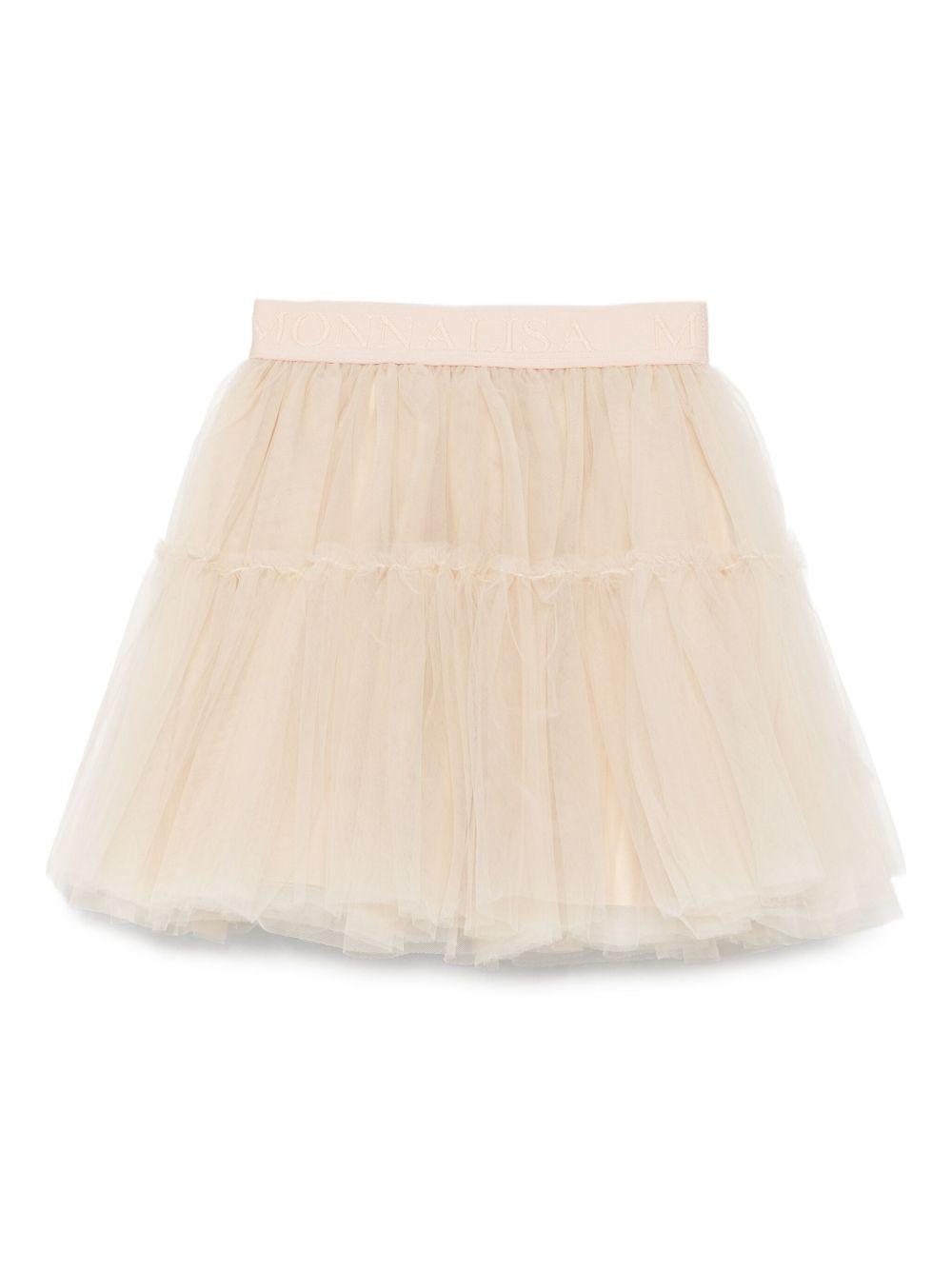 Gonna per bambina Monnalisa beige con design a strati 17FGON T9945 0003 MONNALISA 