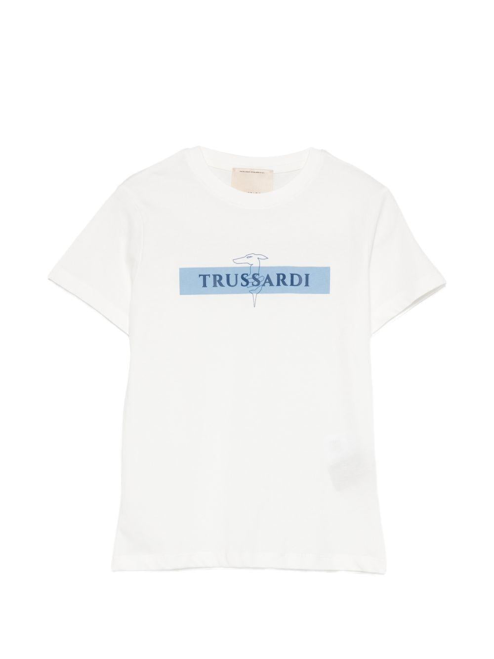 T-shirt per bambino Trussardi Junior bianca con dettaglio logo TBP26108TS OFF-WHITE TRUSSARDI KIDS 