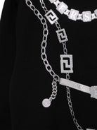 Felpa per bambina Versace Kids nero con stampa collana loghi 10183341A13006 2B900 VERSACE KIDS 