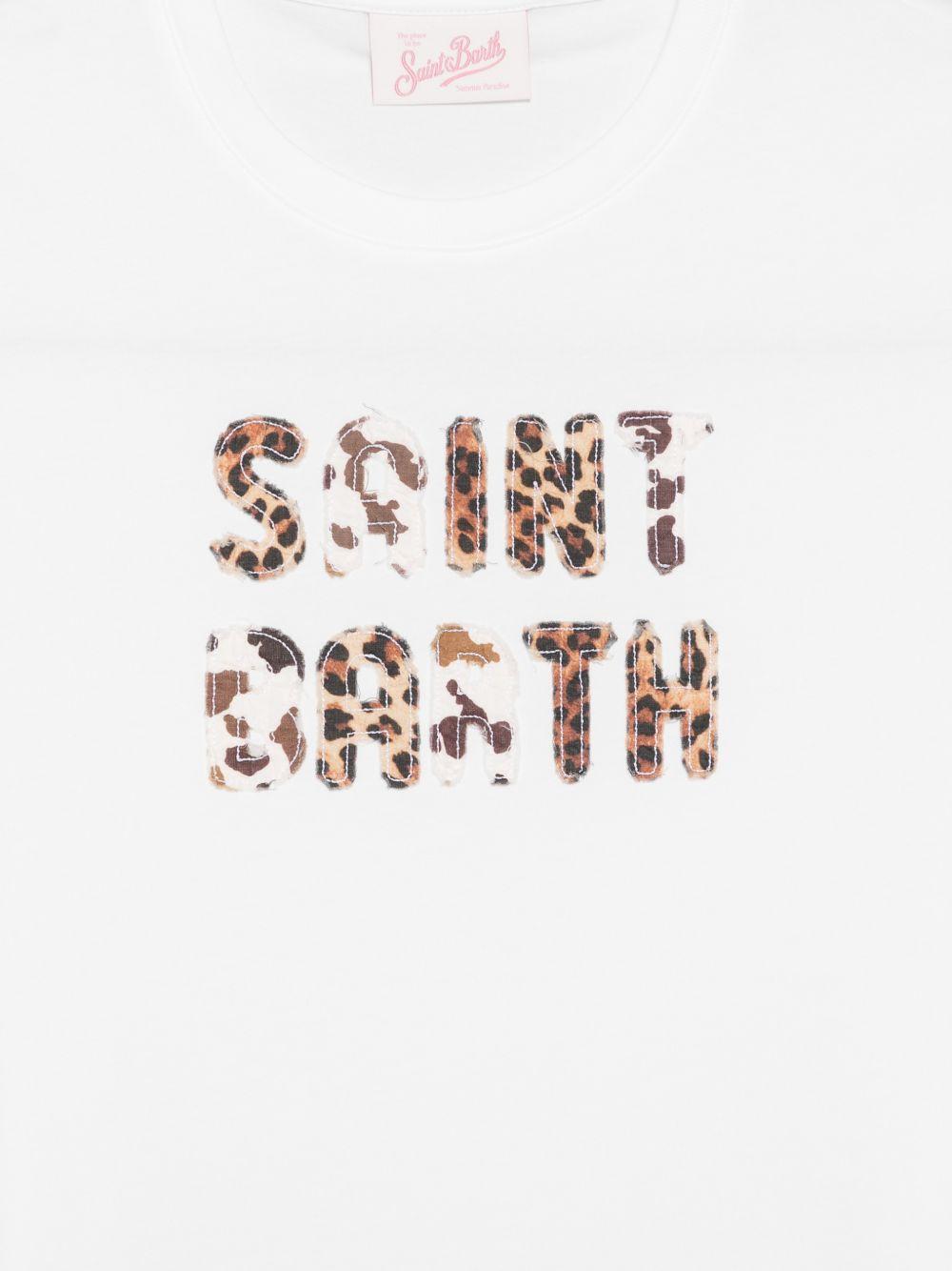 T-shirt da donna MC2 Saint Barth bianca con dettaglio logo animalier EMI0001 00298L MC2 ST. BARTH 