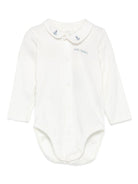Body per neonati Petit Bateau bianco con ricamo con logo Anchor A0EKL 01 PETIT BATEAU KIDS 