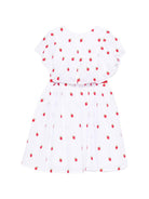 Abito per bambina Monnalisa bianco con cintura ricamo a fragole 31G914 7944 9944 MONNALISA KIDS 