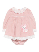 Abito per neonata Monnalisa rosa con colletto arricciato 35F513 6009 0091 MONNALISA 
