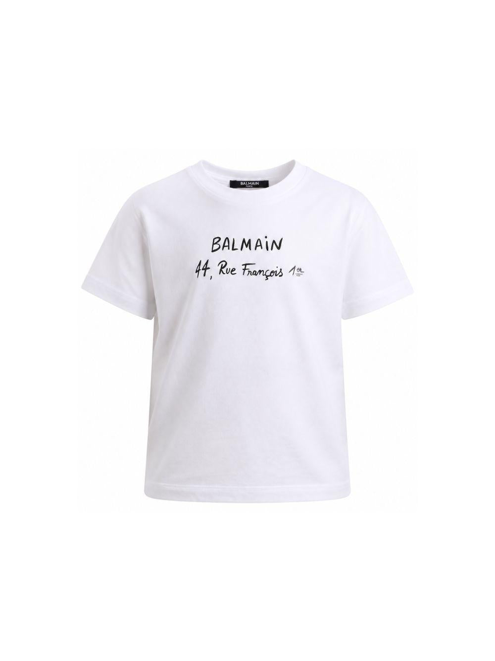 T-shirt per bambino Balmain Kids bianca con logo sul davanti BY8B11 Z3672 100NE BALMAIN KIDS 