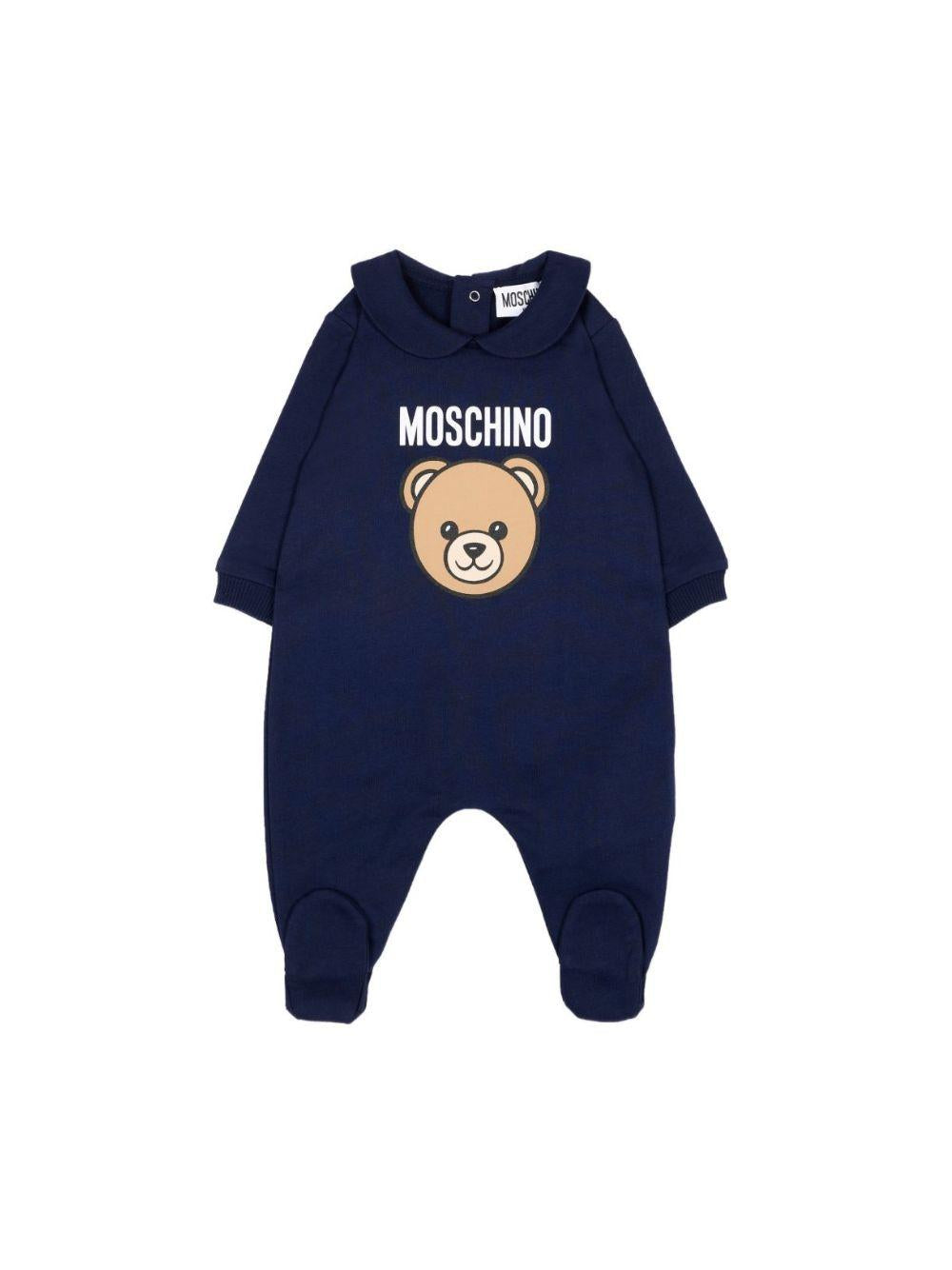 Tutina per neonato Moschino Kids blu con stampa Teddy Bear MUY09OLCA40 40016 MOSCHINO KIDS 