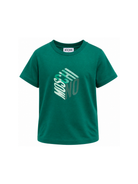 T-shirt per bambini Moschino Kids verde con stampa grafica del logo HMM05VLAA57 30327 MOSCHINO KIDS 