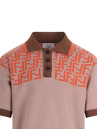 T-shirt per bambino Fendi Kids beige con monogramma FF a contrasto JMG141 AVVT F1UVK FENDI KIDS 