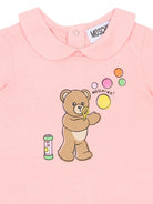 Tutina per neonati Moschino Kids rosa con stampa grafica Orsetto con bolle di sapone MUT04MLAA03 50209 MOSCHINO KIDS 