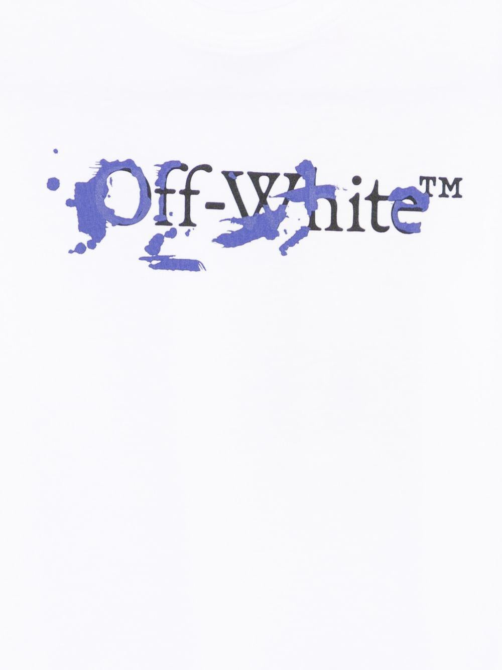 T-shirt per bambino Off-White Kids bianca con logo sul davanti 44BAA002S26J002 100 OFF WHITE KIDS 
