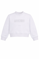 Felpa per bambina Moschino Kids bianca con strass HDF06PLDA25 10101 MOSCHINO KIDS 