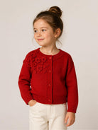 Cardigan per bambina Monnalisa Kids rosso con fiori ricamati all'uncinetto 17H802 8062 0043 MONNALISA KIDS 