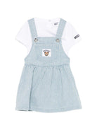 Set t-shirt e salopette per neonata Moschino Kids multicolor con Teddy sul davanti MDG01MLXE63 86816 MOSCHINO KIDS 