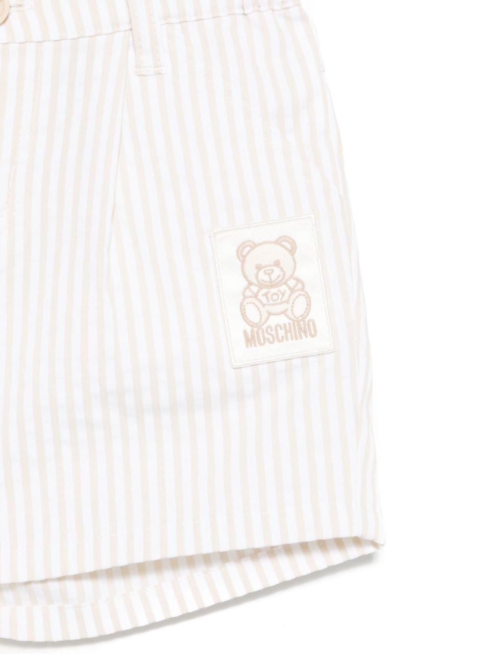Shorts a righe per neonata Moschino Kids beige con passanti MUQ01DLYE01 84313 MOSCHINO KIDS 