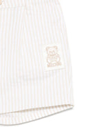 Shorts a righe per neonata Moschino Kids beige con passanti MUQ01DLYE01 84313 MOSCHINO KIDS 