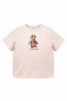 T-shirt per bambina Burberry Kids rosa con stampa orsetto sul davanti 8117421 A1439 BURBERRY KIDS 