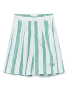 Shorts per bambino Fendi Kids bianco a righe verticali verdi JMF516 AS67 F1R0V FENDI KIDS 