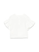 T-shirt per neonata Fendi Kids bianco con stampa sul davanti e maniche con ruches BFI162 ST8 F0TU9 FENDI KIDS 