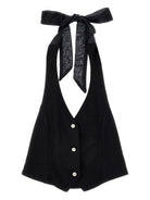 Top per bambina Monnalisa nera con chiusura con fiocco 41G302 7231 0050 MONNALISA KIDS 