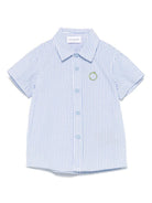 Camicia per neonato Trussardi Junior azzurro a righe con colletto classico e fibbia frontale TIP25038CA DUST BLUE TRUSSARDI JUNIOR 