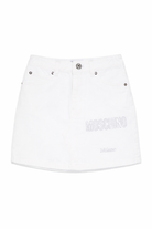 Gonna per bambina Moschino Kids bianca con logo decorato<BR/> HBJ03MLSC00 10101 MOSCHINO KIDS 