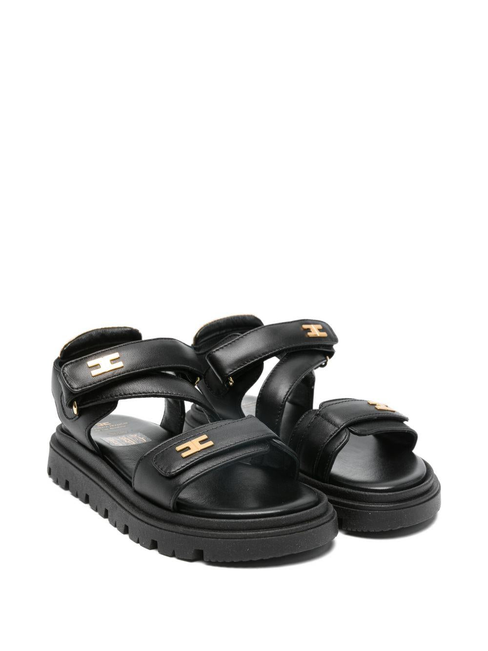 Sandali per bambina Elisabetta Franchi La Mia Bambina nera con placca logo dorata F4A2E0586173 3999 ElISABETTA FRANCHI KIDS 