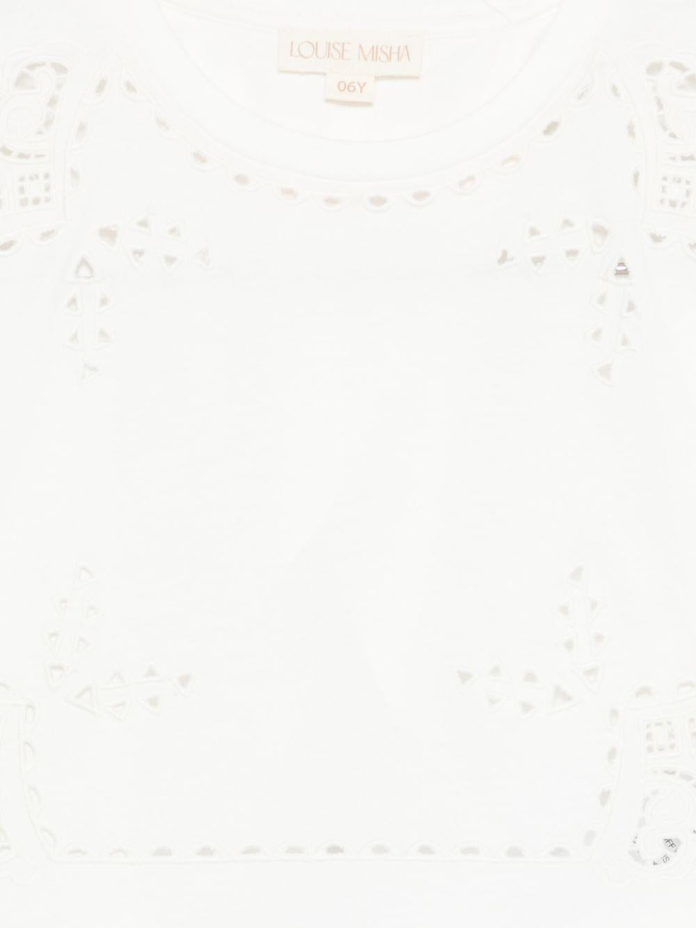 T-shirt Kalistee per bambina Louise Misha bianca con dettagli ricamati GRI-S26-T0136 OFF WHITE LOUISE MISHA KIDS 