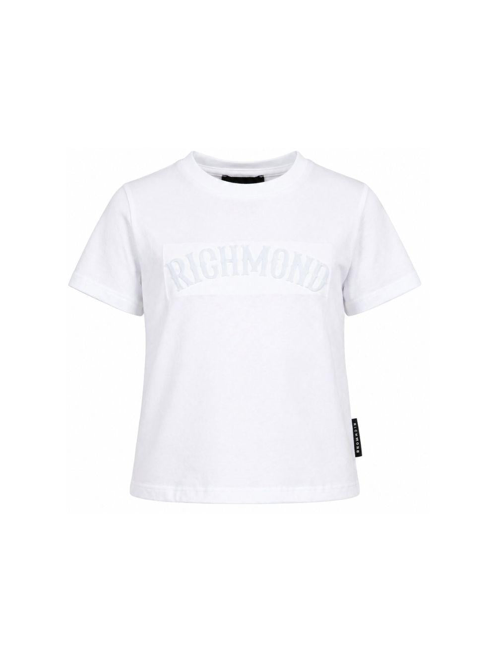 T-shirt per bambino John Richmond Junior bianca con dettaglio logo RBP26077TS WHITE JOHN RICHMOND KIDS 