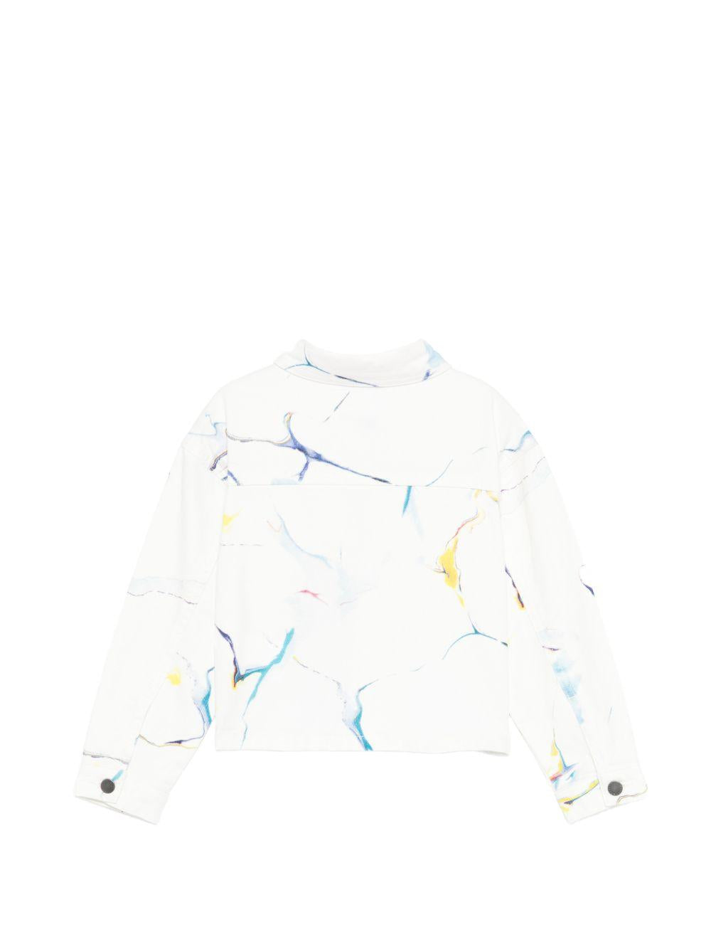 Giubbino per bambino Stella McCartney Kids in denim bianco con stampa grafica TY2A87 Z3474 101MC STELLA McCARTNEY KIDS 