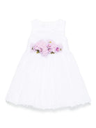 Abito per neonata Colorichiari bianco con arricciatura e applicazione a fiori FN108048 4846a 1086 COLORICHIARI 
