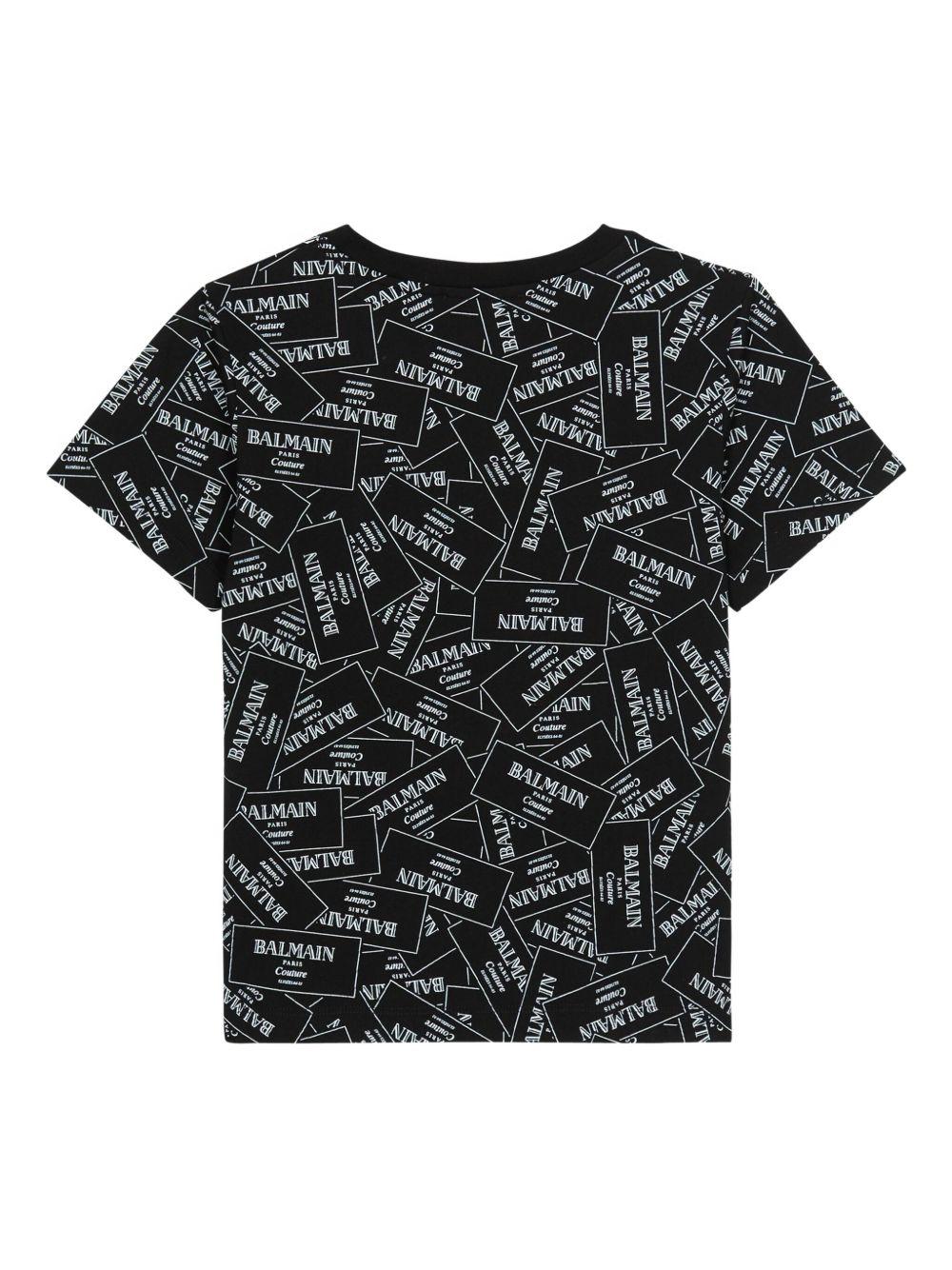 T-shirt per bambino Balmain Kids nero con logo all-over BX8Q11 Z3186 930BC BALMAIN KIDS 