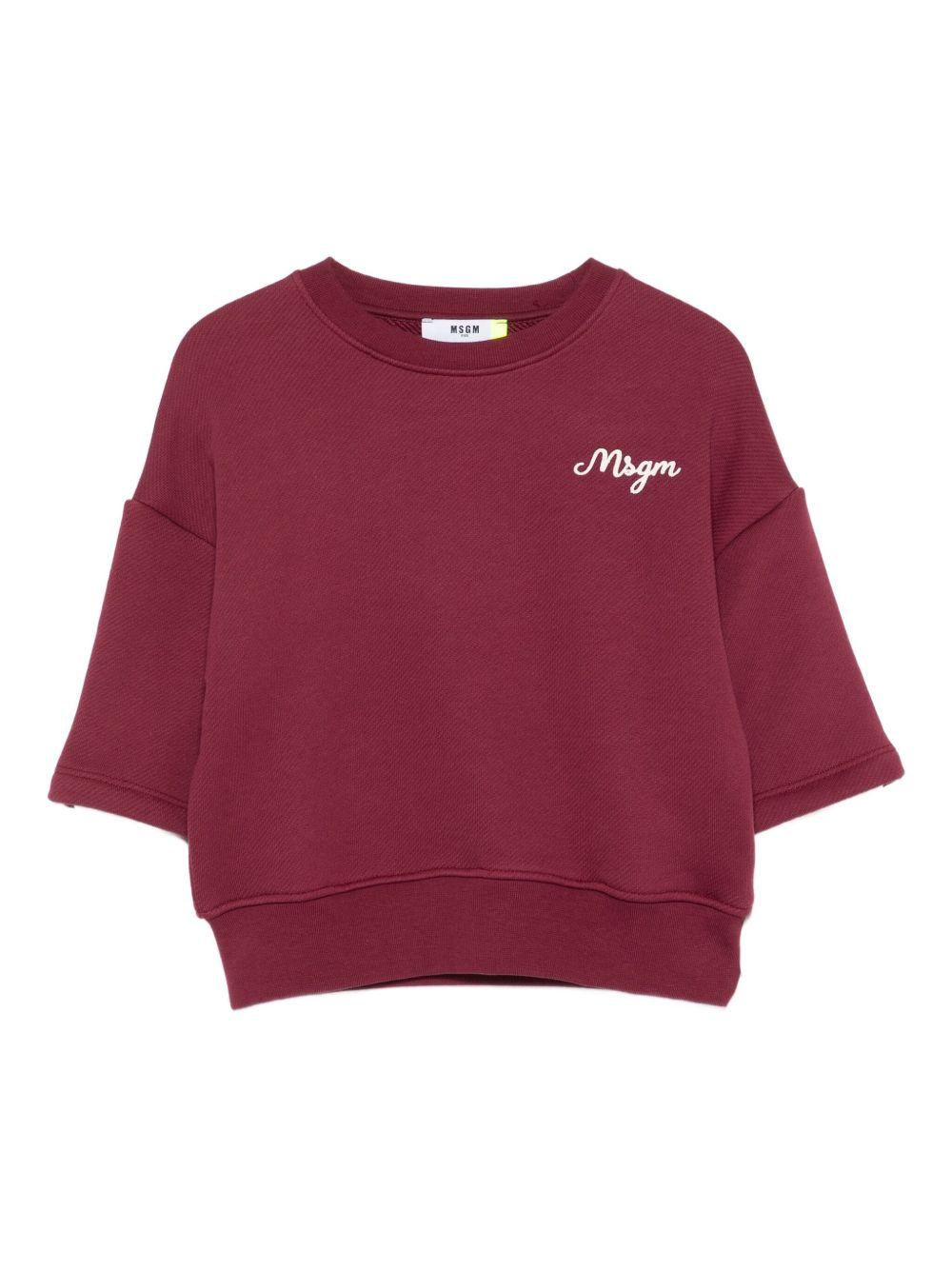 Felpa per bambina MSGM Kids bordeaux con logo ricamato F5MSJBSW258 MS034 MSGM KIDS 