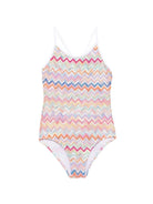 Costume intero per bambina Missoni Kids multicolore con design a chevron MYCA79 Q0107 999 MISSONI KIDS 