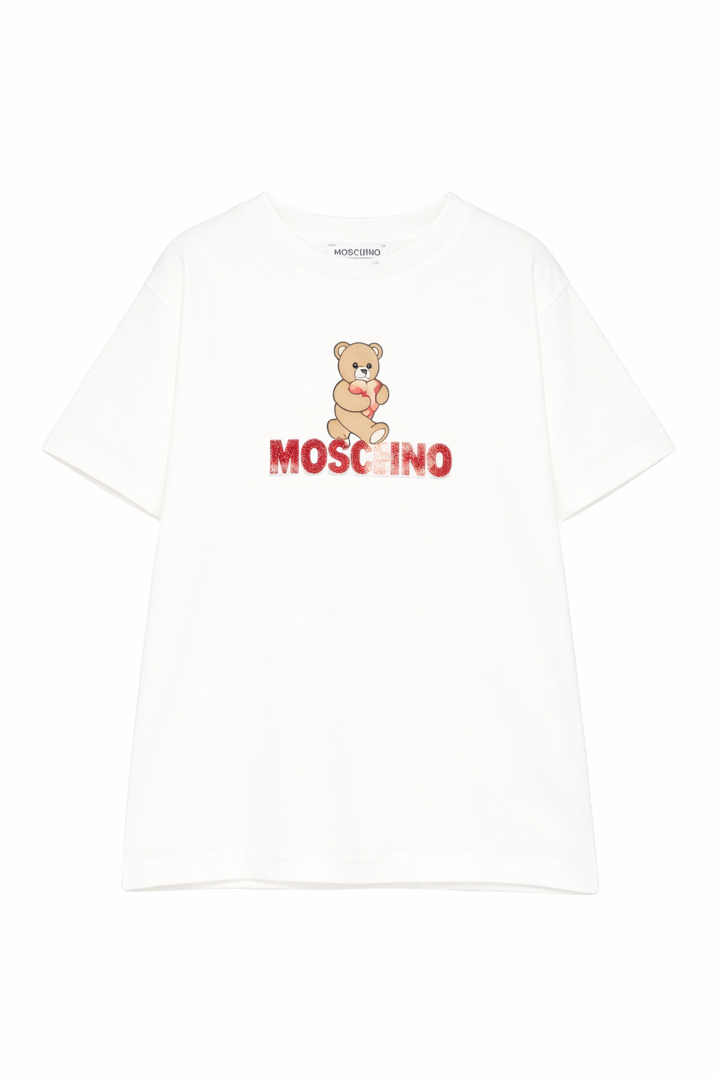 T-shirt da bambina Moschino Kids bianca con orsacchiotto HDM074LBA00 10063 MOSCHINO KIDS 