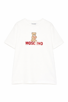 T-shirt da bambina Moschino Kids bianca con orsacchiotto HDM074LBA00 10063 MOSCHINO KIDS 