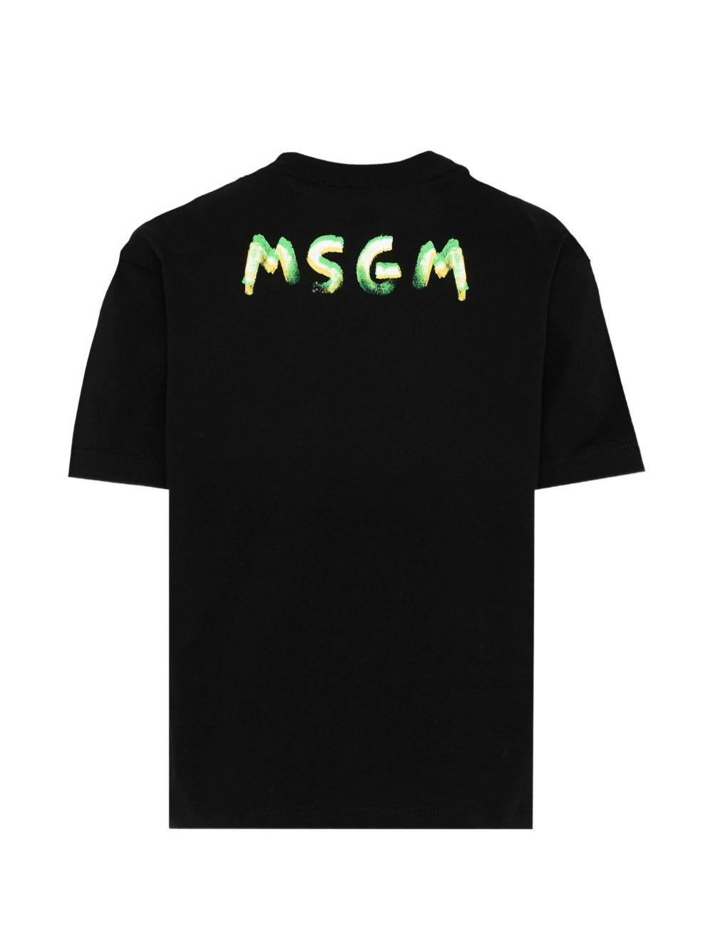 T-shirt per bambino MSGM Kids nera con logo sul davanti S6MSJUTH003 110 MSGM KIDS 
