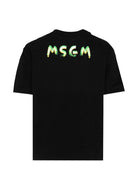 T-shirt per bambino MSGM Kids nera con logo sul davanti S6MSJUTH003 110 MSGM KIDS 