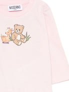 T-shirt per neonata Moschino Kids rosa con stampa grafica MYO00RLAA10 50209 MOSCHINO KIDS 