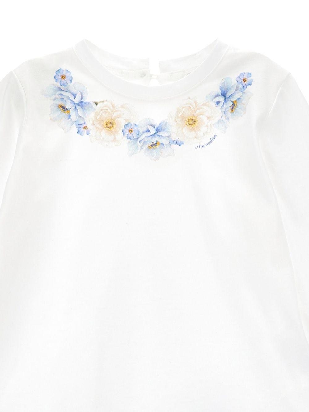 Blusa per neonata Monnalisa bianca con stampa a fiori 31F623 6203 0158 MONNALISA 