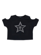 T-shirt per bambina Monnalisa nera con stampa stella 41G603 7206 0050 MONNALISA KIDS 