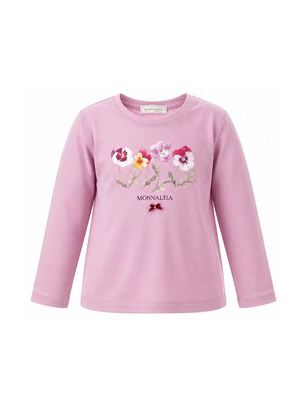 T-shirt per bambina Monnalisa Kids rosa con stampa a fiori 11H615 8201 0063 MONNALISA KIDS 