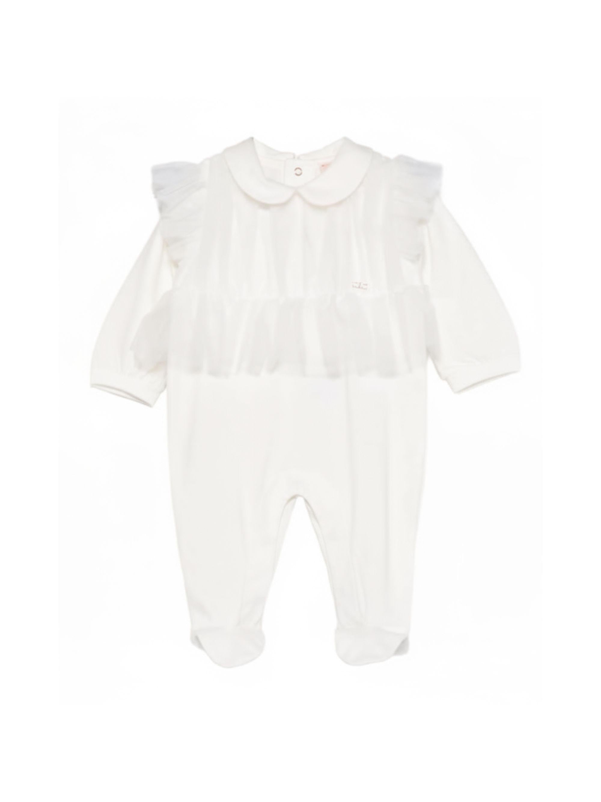 Tutina per neonata Elisabetta Franchi La Mia Bambina bianca con ruches ENTU1570JF054 0004 ElISABETTA FRANCHI KIDS 