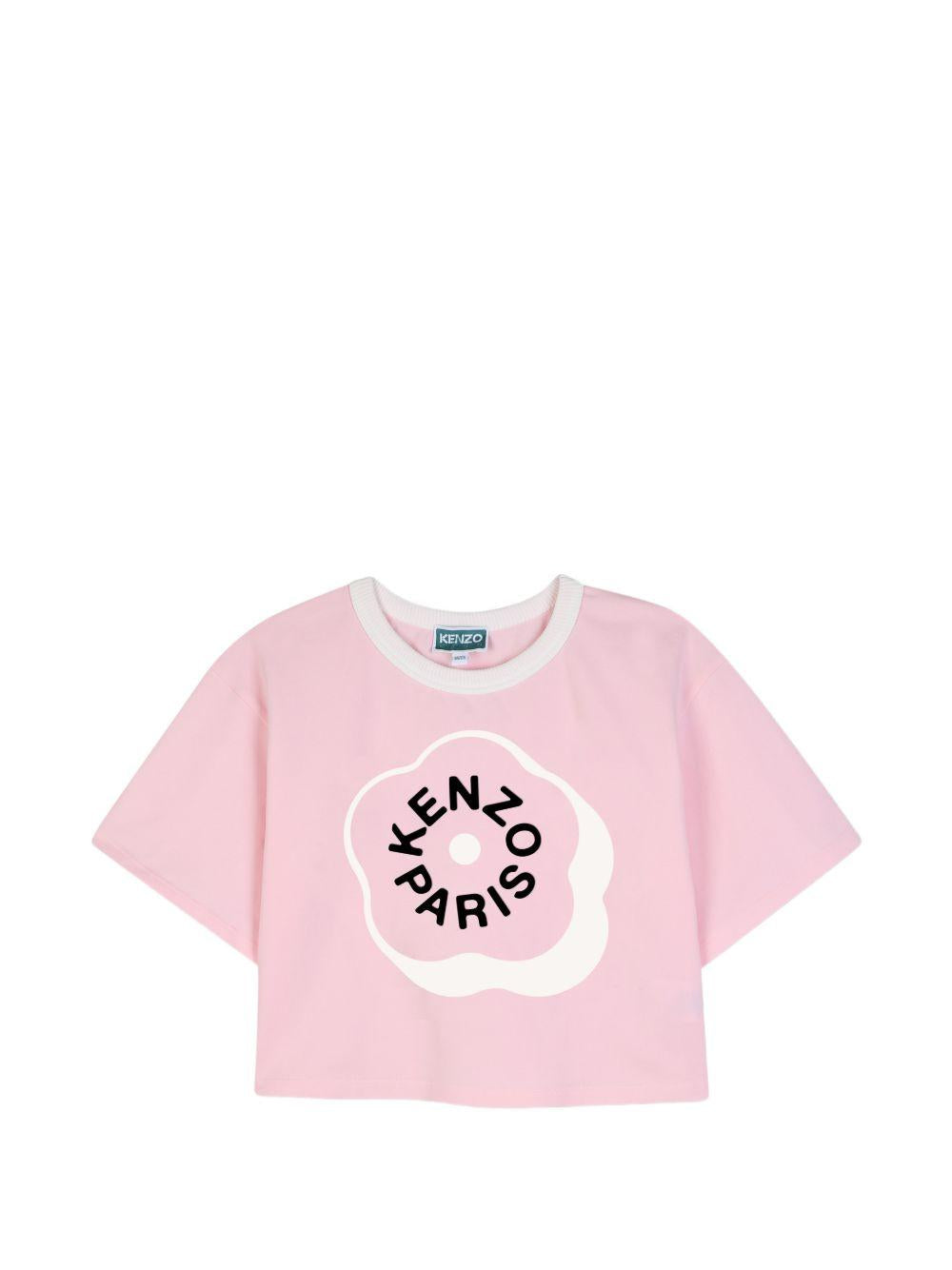 T-shirt per bambina Kenzo Kids rosa con taglio crop K62004 44F KENZO KIDS 