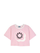 T-shirt per bambina Kenzo Kids rosa con taglio crop K62004 44F KENZO KIDS 