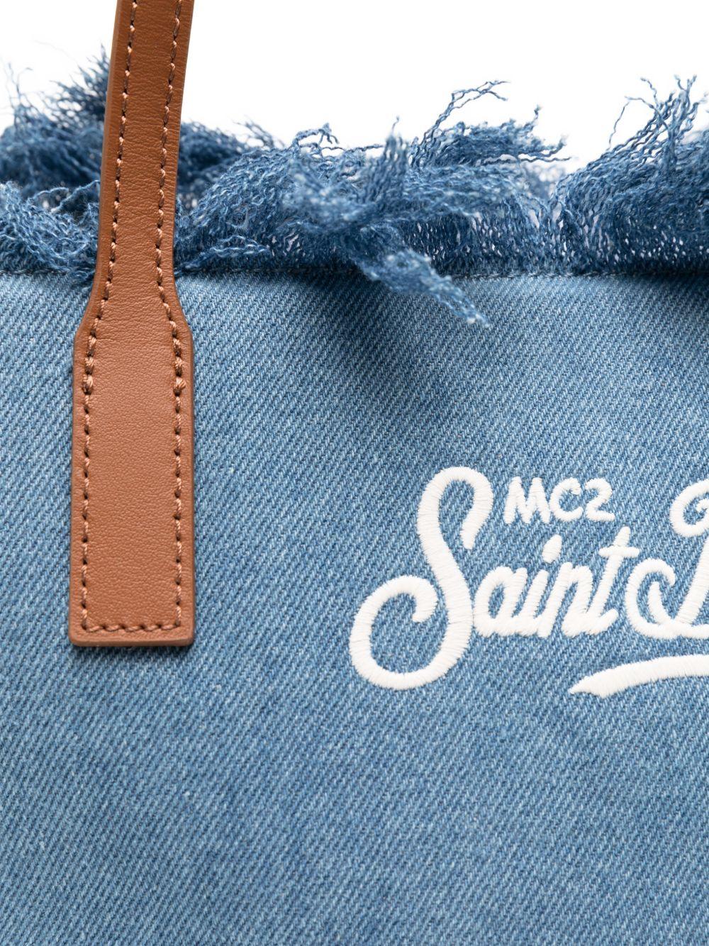 Borsa City Medium MC2 Saint Barth in denim con frange CBMF001 00436L MC2 ST. BARTH KIDS 