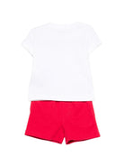 Set t-shirt e shorts per neonato TRUSSARDI JUNIOR bianco e rosso con stampa logo TIP26008CJ WHITE TRUSSARDI JUNIOR 